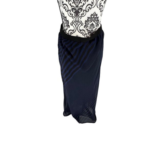 Pleione Black and Blue Semi Asymmetrical Maxi Skirt Size Large Made in the USA - Picture 4 of 8